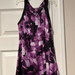 White House Black Market sleeveless purple floral print shell